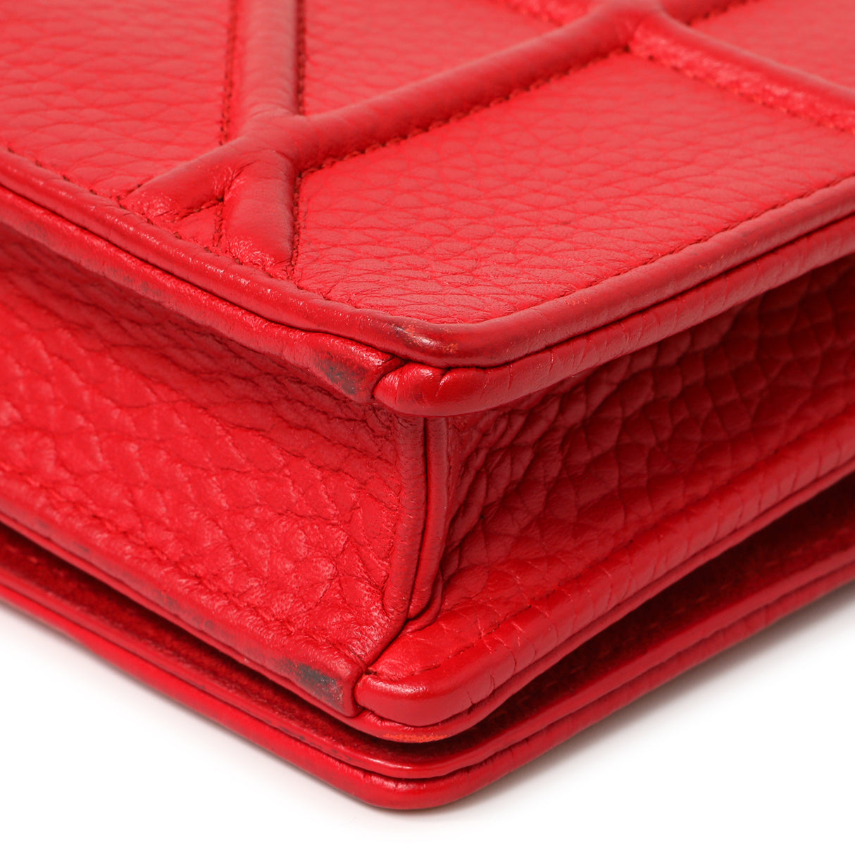 Christian Dior Red Calfskin Diorama Wallet On Chain Handbags Christian Dior