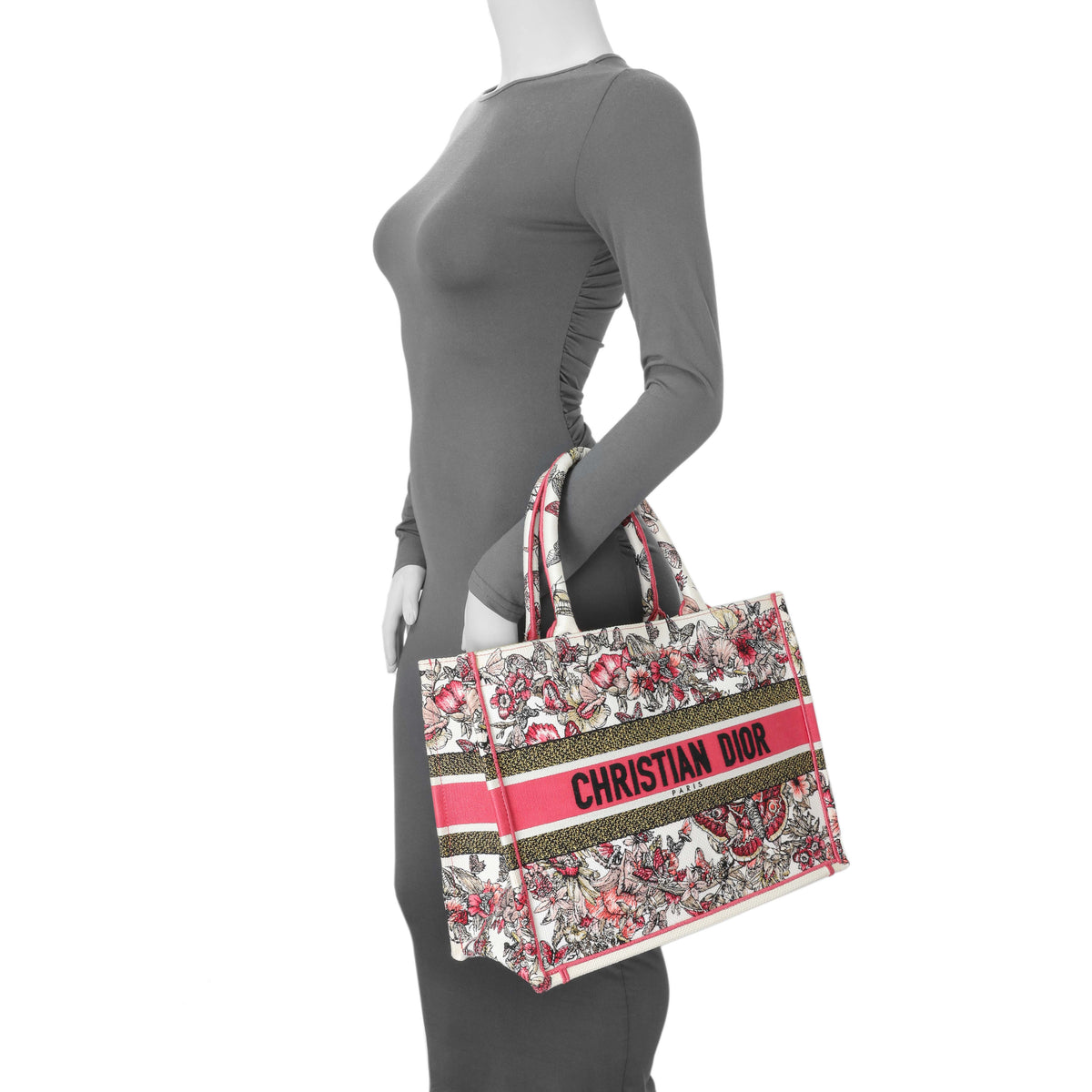 Christian Dior Butterfly Print Embroidered Medium Book Tote Handbags Christian Dior