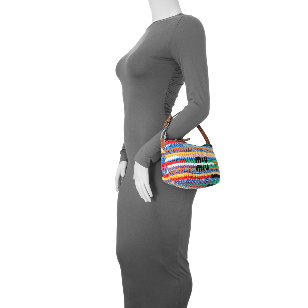 Miu Miu Multicolor Fabric Crochet Pouch Handbags Miu Miu