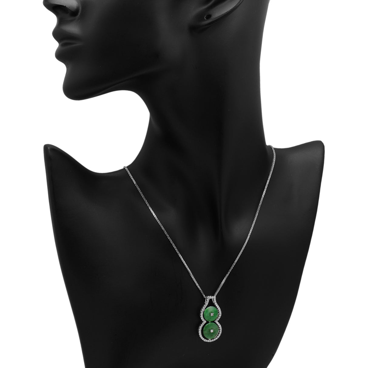 14K White Gold Jadeite Diamond Pendant Fine Jewellery Modaselle