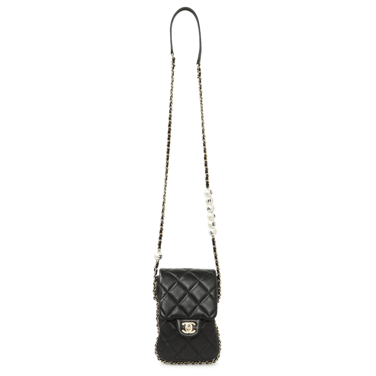 Chanel Black Quilted Lambskin My Precious Phone Case Flap Bag Handbags Chanel