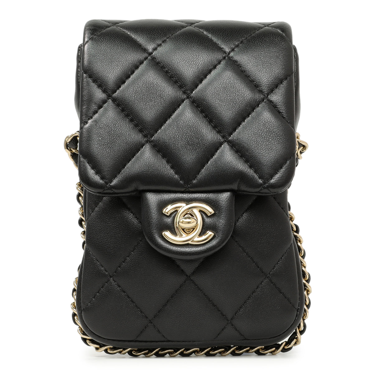 Chanel Black Quilted Lambskin My Precious Phone Case Flap Bag Handbags Chanel
