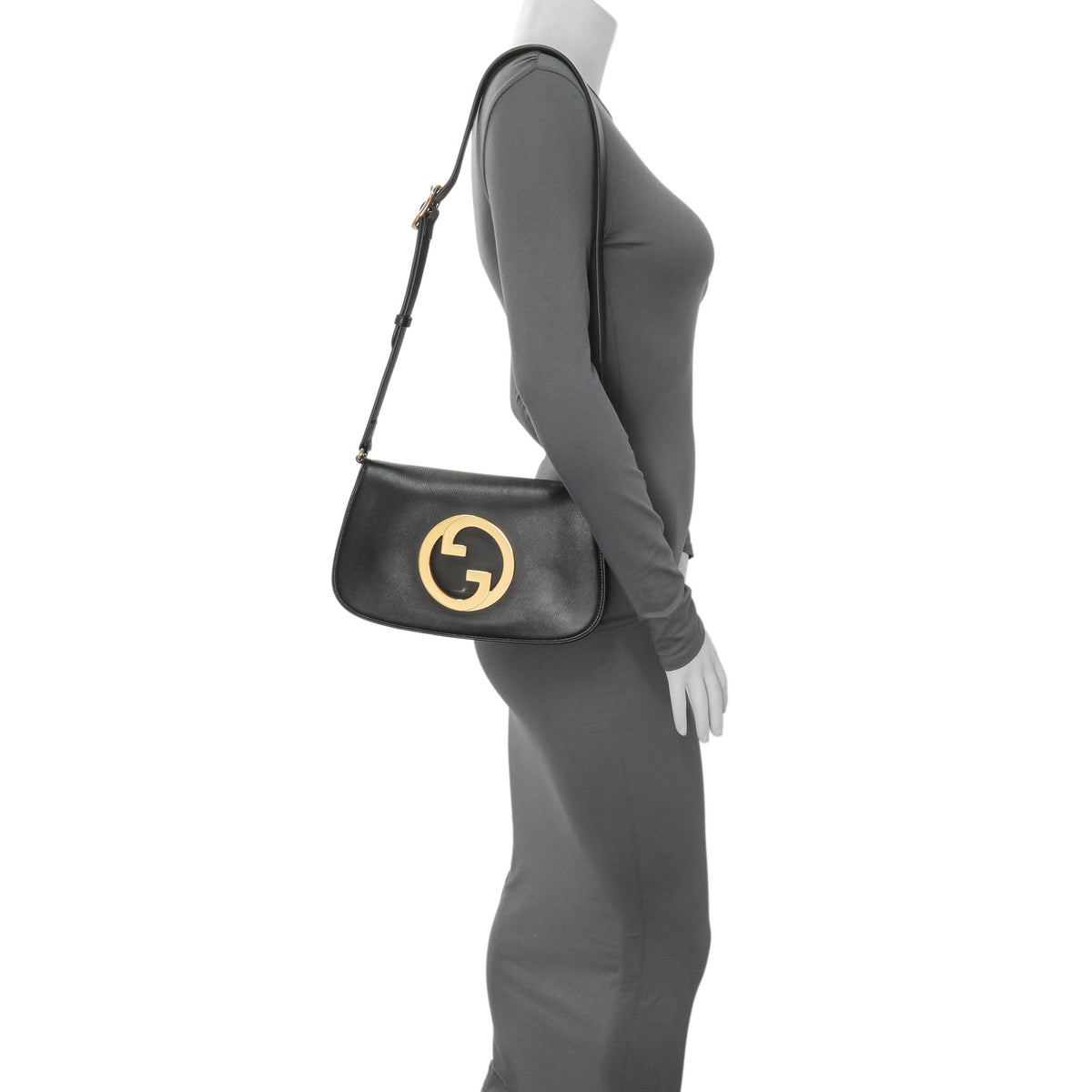 Gucci Black Roxy Calfskin Blondie Chain Shoulder Flap Bag Handbags Gucci