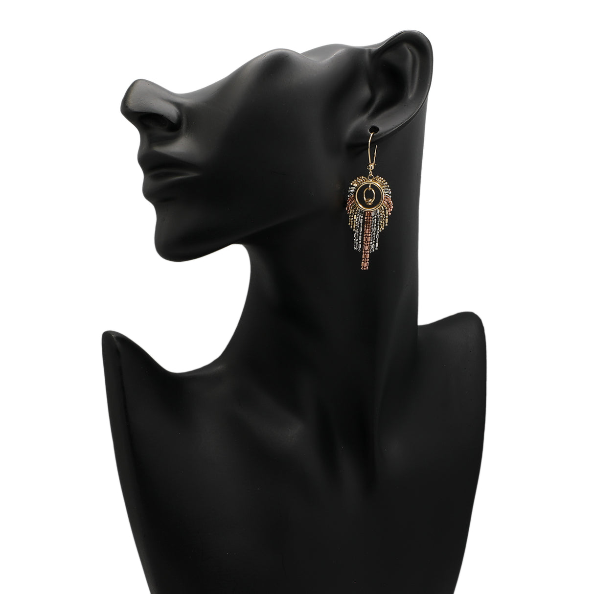 14K Tri-Tone Fringe Drop Earrings Fine Jewellery Modaselle