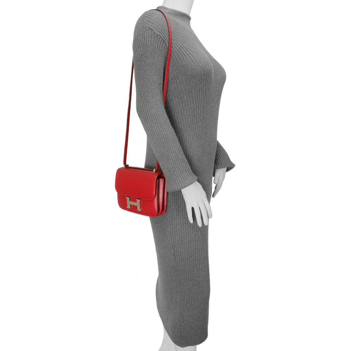 Hermes Rouge Vif Tadelakt Constance 18 Handbags Hermes