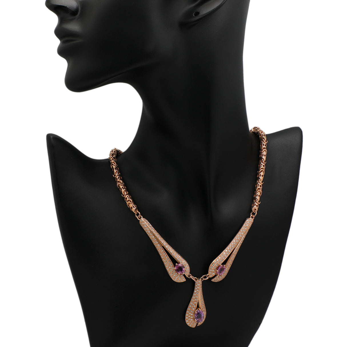 14K Rose Gold 6.18 Carat Pink Sapphire Necklace Fine Jewellery Modaselle