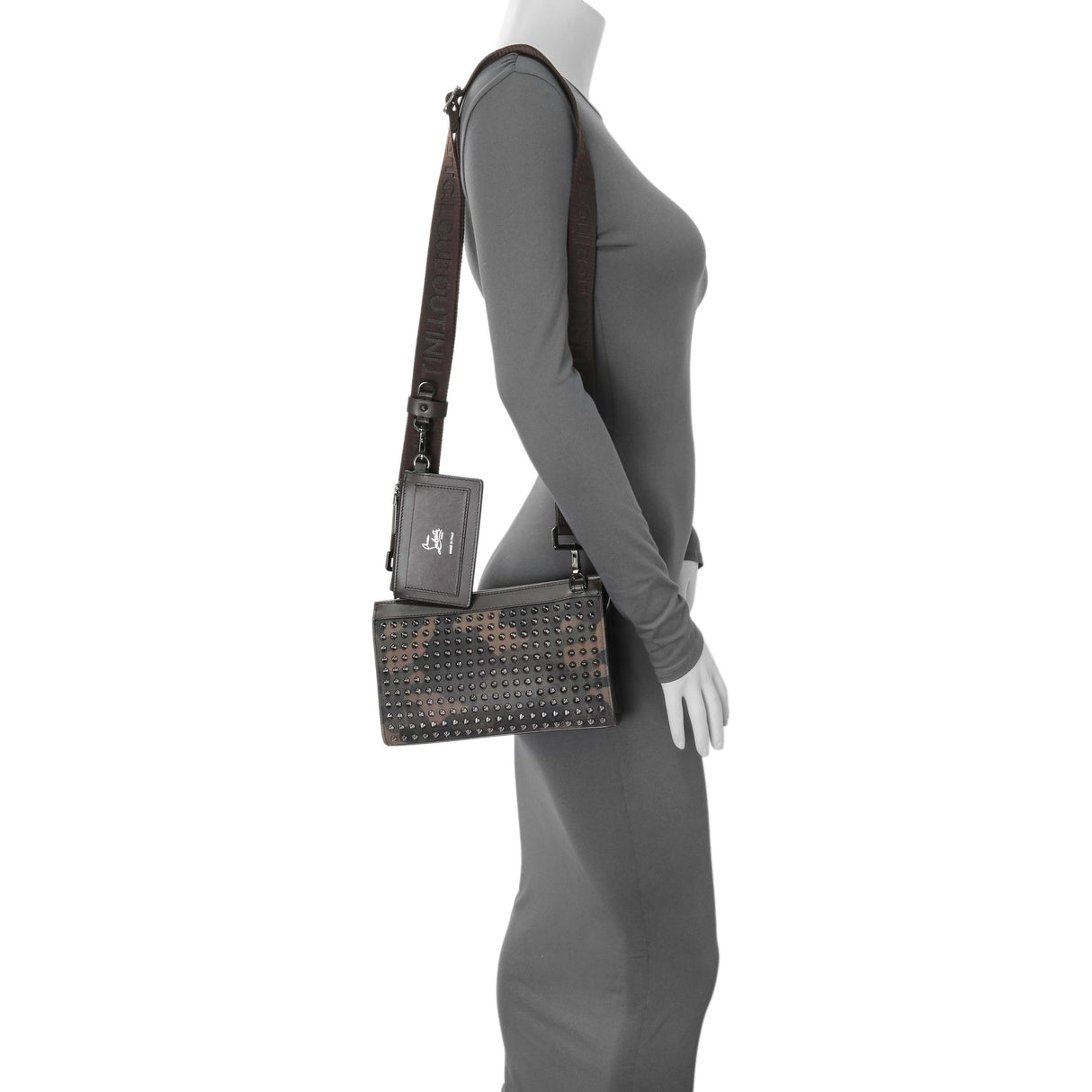 Christian Louboutin Cafe Green Camouflage-Print Funky Spikes Crossbody Bag Handbags Christian Louboutin