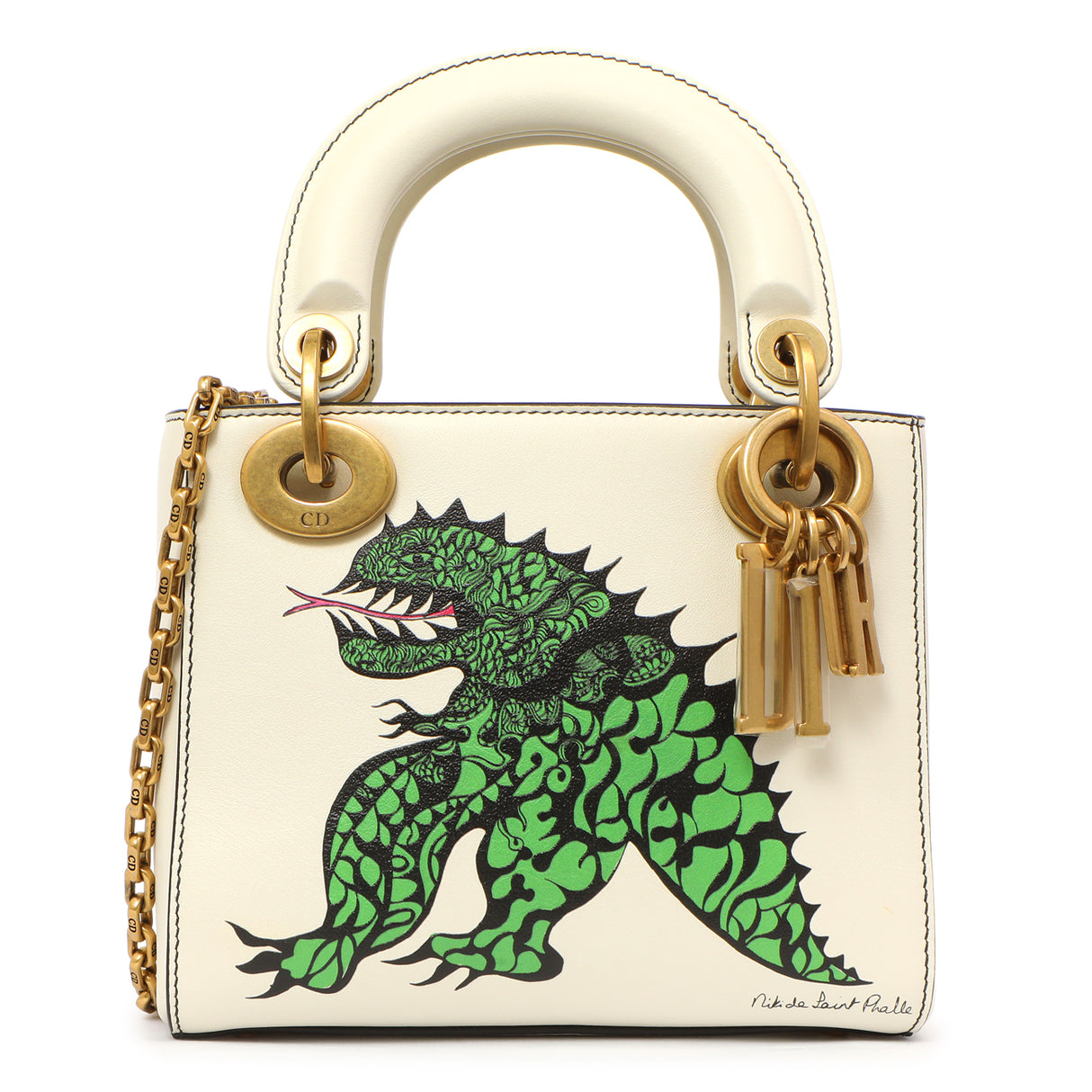 Christian Dior White Calfskin Niki De Saint Phalle Mini Supple Lady Dior Handbags Christian Dior