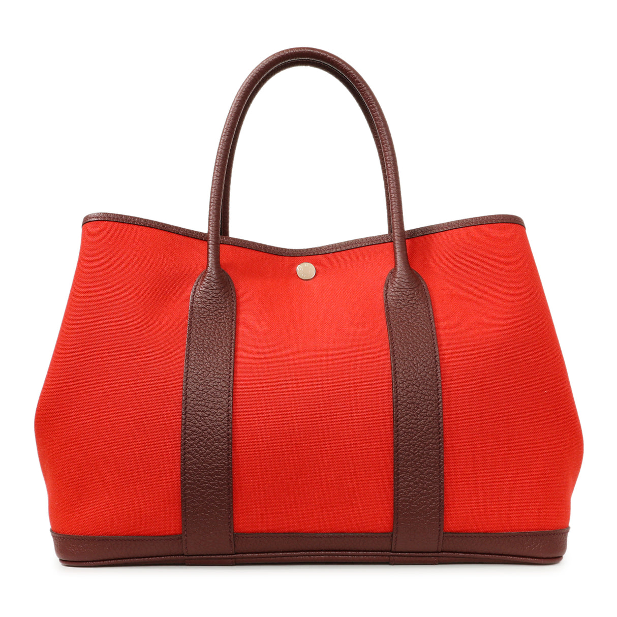 Hermes Red Burgundy Toile Negonda Garden Party 36 Handbags Hermes