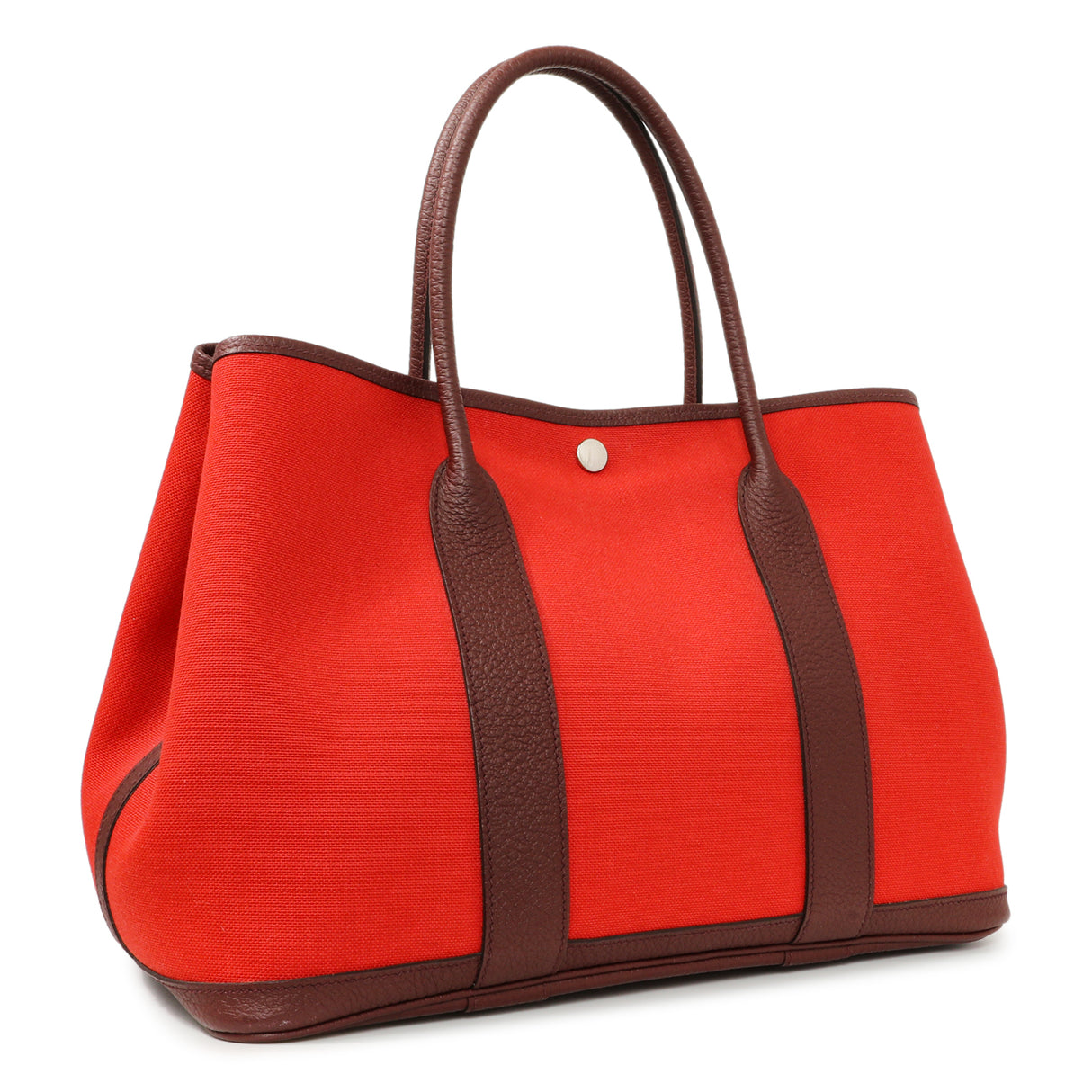 Hermes Red Burgundy Toile Negonda Garden Party 36 Handbags Hermes