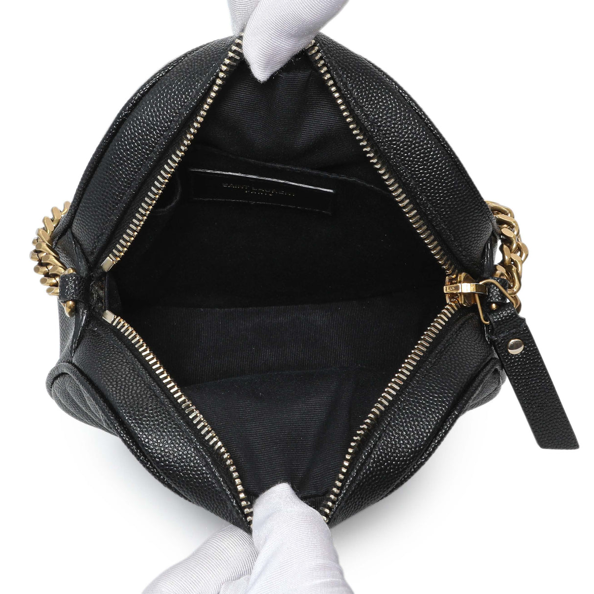 Saint Laurent Black Chevron Quilted Grain de Poudre Round Camera Bag Handbags Saint Laurent
