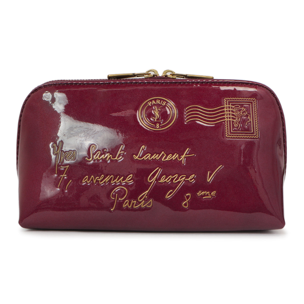 Saint Laurent Purple Patent Y-Mail Cosmetic Case Accessories Saint Laurent