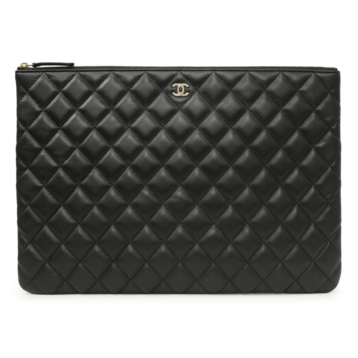 Chanel Black Quilted Lambskin Large Cosmetic Case Accessories Modaselle
