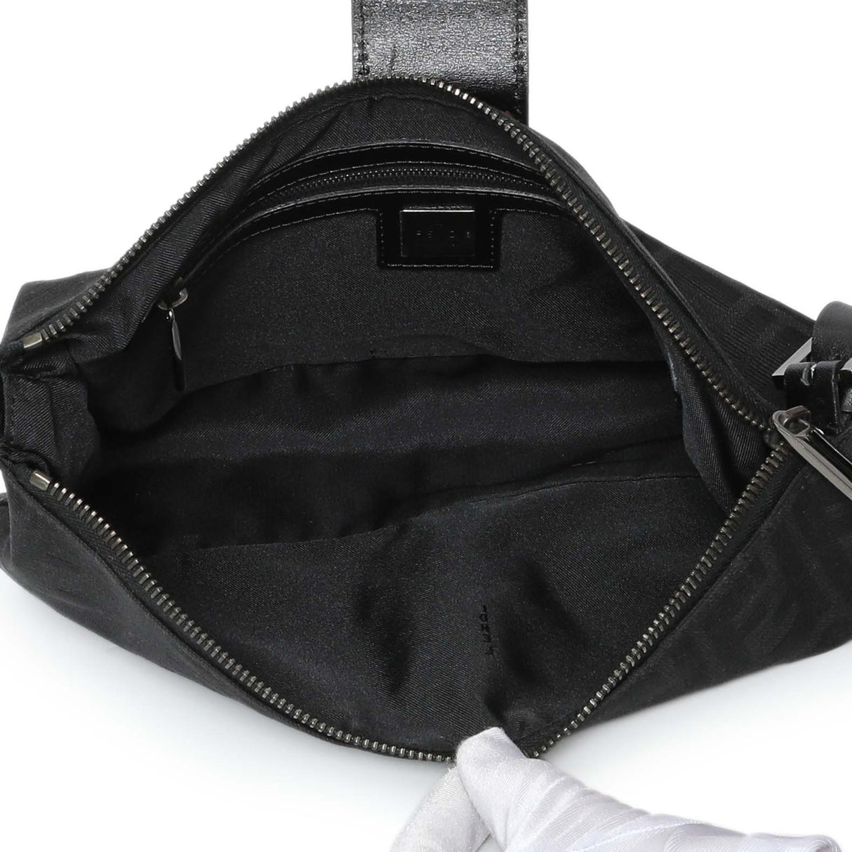Fendi Black Zucchino Canvas Bagette Shoulder