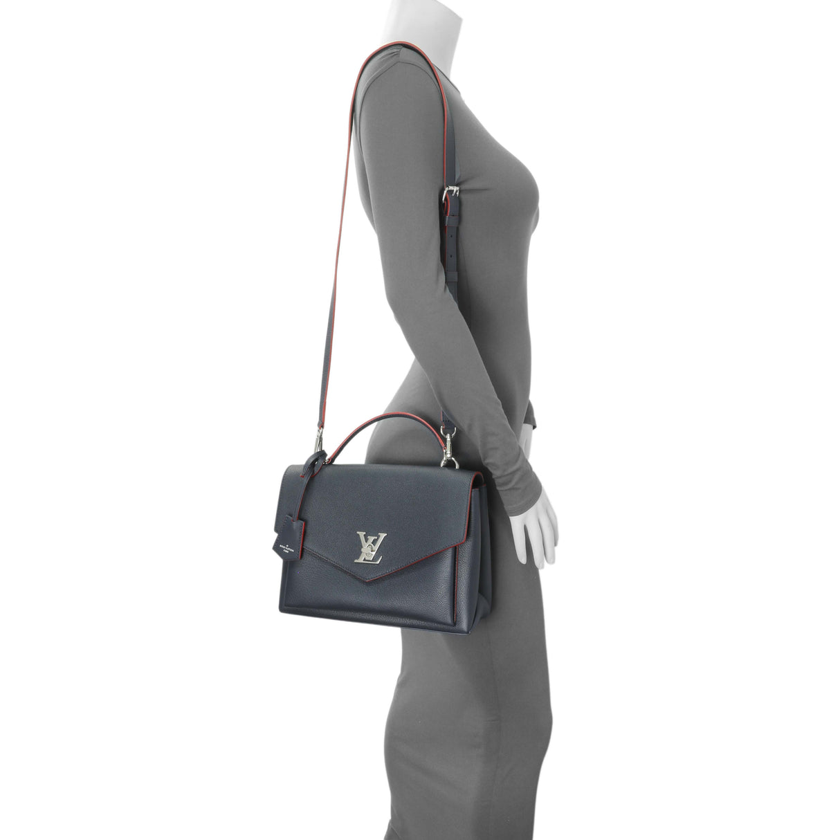 Louis Vuitton Marine Rouge Soft Calfskin My Lockme Top Handle Handbags Louis Vuitton