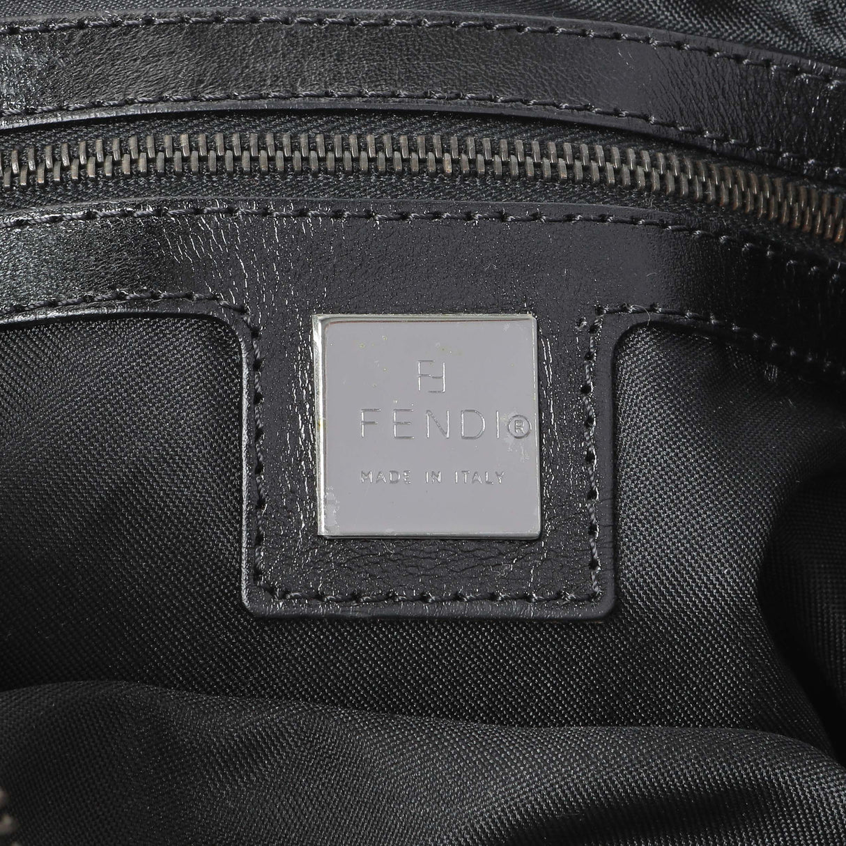 Fendi Black Zucchino Canvas Bagette Shoulder