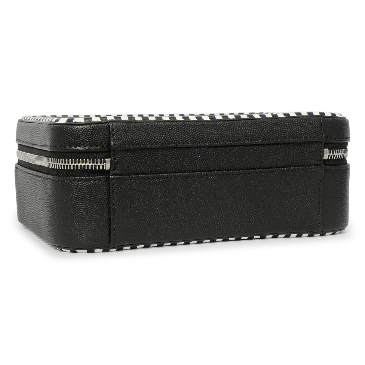 Chanel Black Quilted Caviar Striped Medium CC Filigree Vanity Case Handbags Chanel