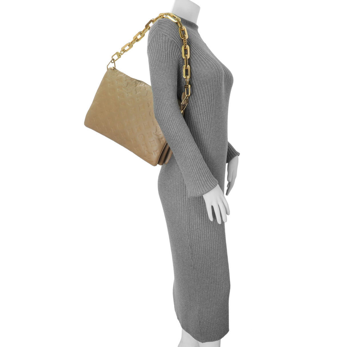 Louis Vuitton Camel Monogram Embossed Lambskin Coussin MM Handbags Louis Vuitton