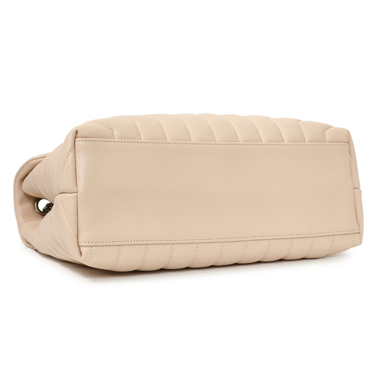 Saint Laurent Beige Calfskin Y Quilted Monogram Medium Loulou Chain Satchel Handbags Saint Laurent