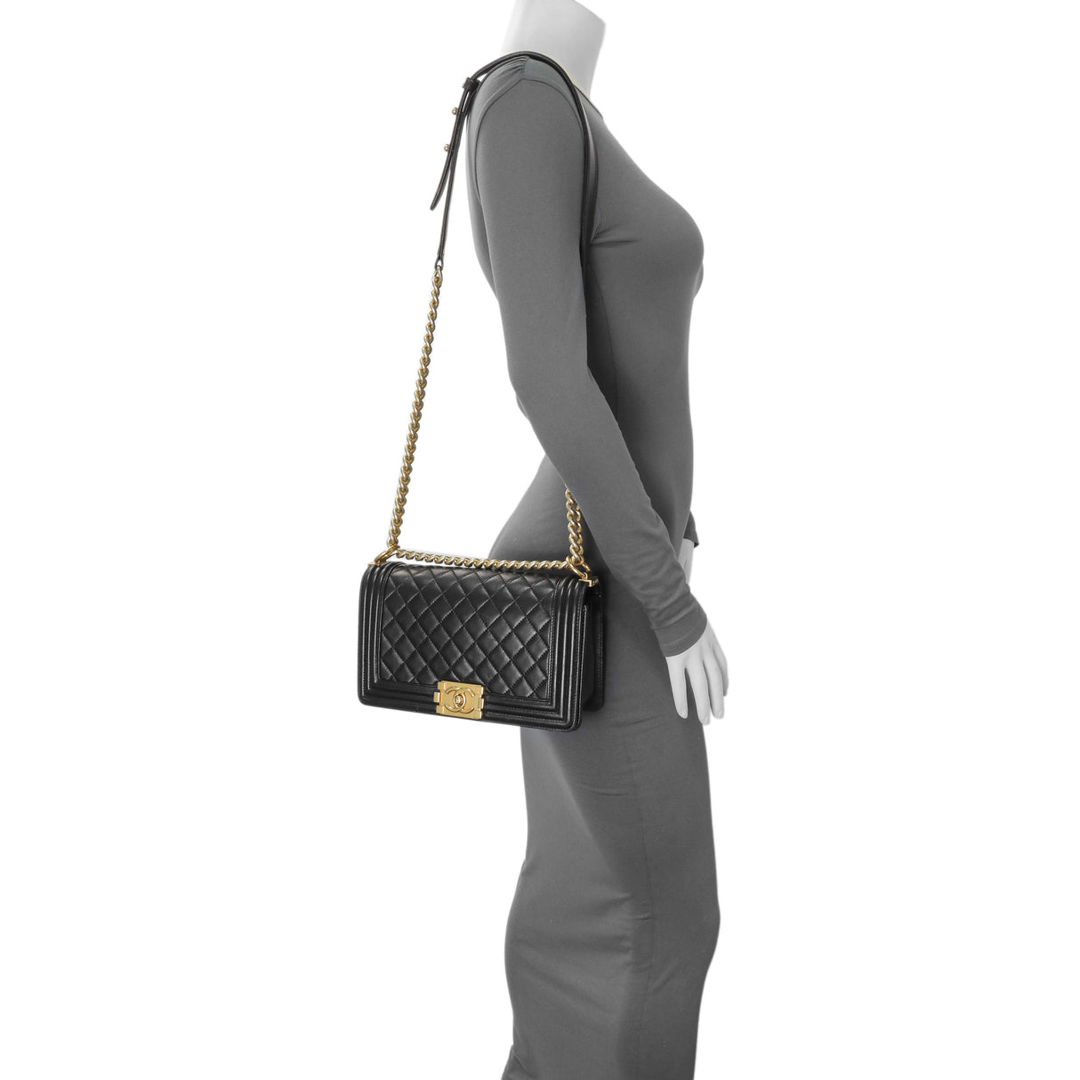 Chanel Black Quilted Lambskin Medium Boy Flap Handbags Chanel
