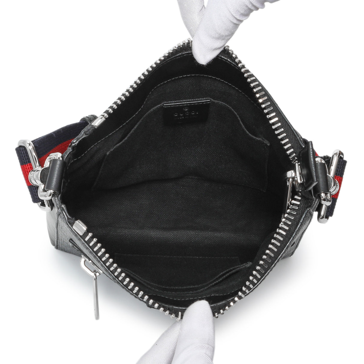 Gucci GG Supreme Monogram Web Small Flat Messenger Bag Handbags Gucci