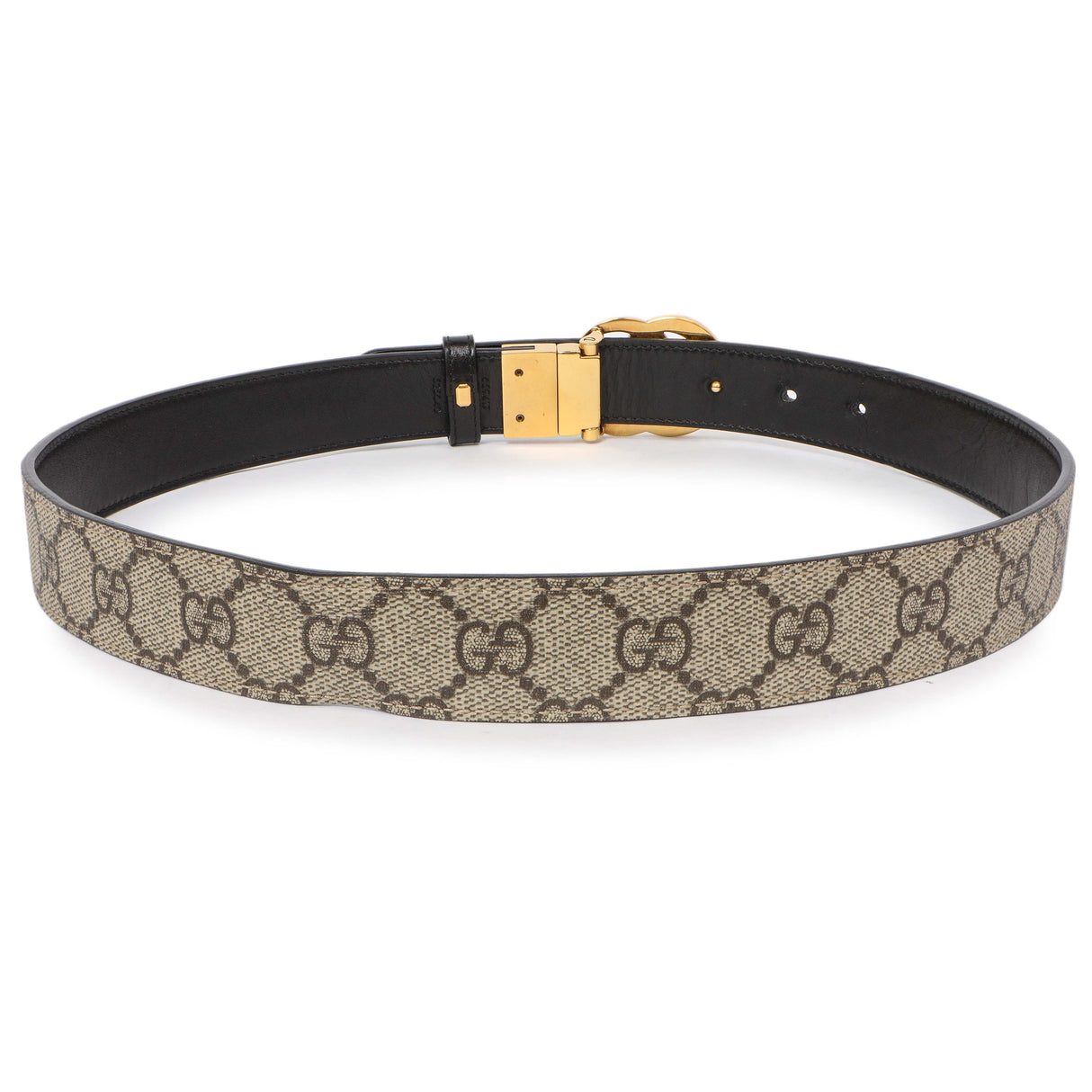 Gucci GG Supreme Monogram Plutone Calfskin Double G Reversible 30mm Belt Gucci