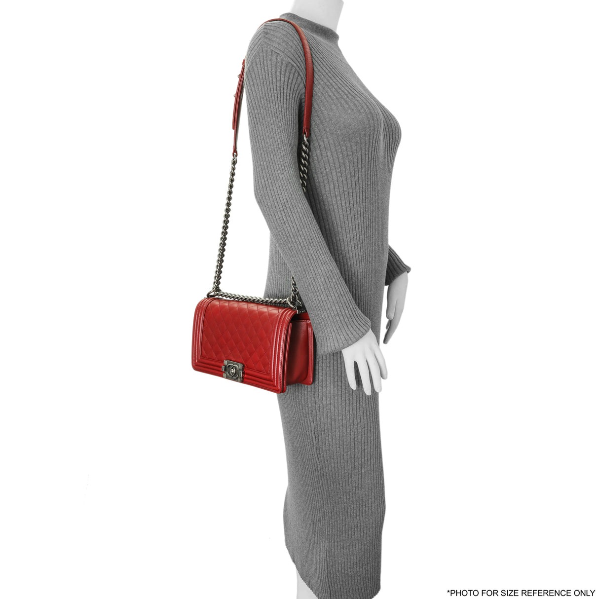 Chanel Red Quilted Calfskin Medium Boy Flap Handbags Chanel