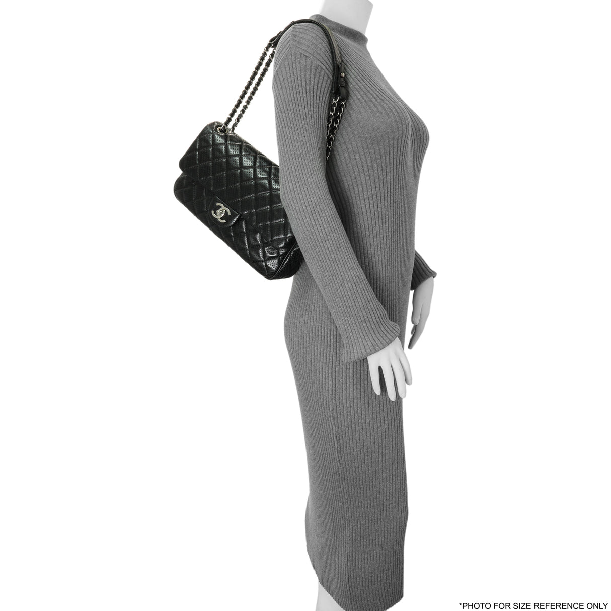 Chanel Black Perforated Lambskin Punch Flap Handbags Chanel