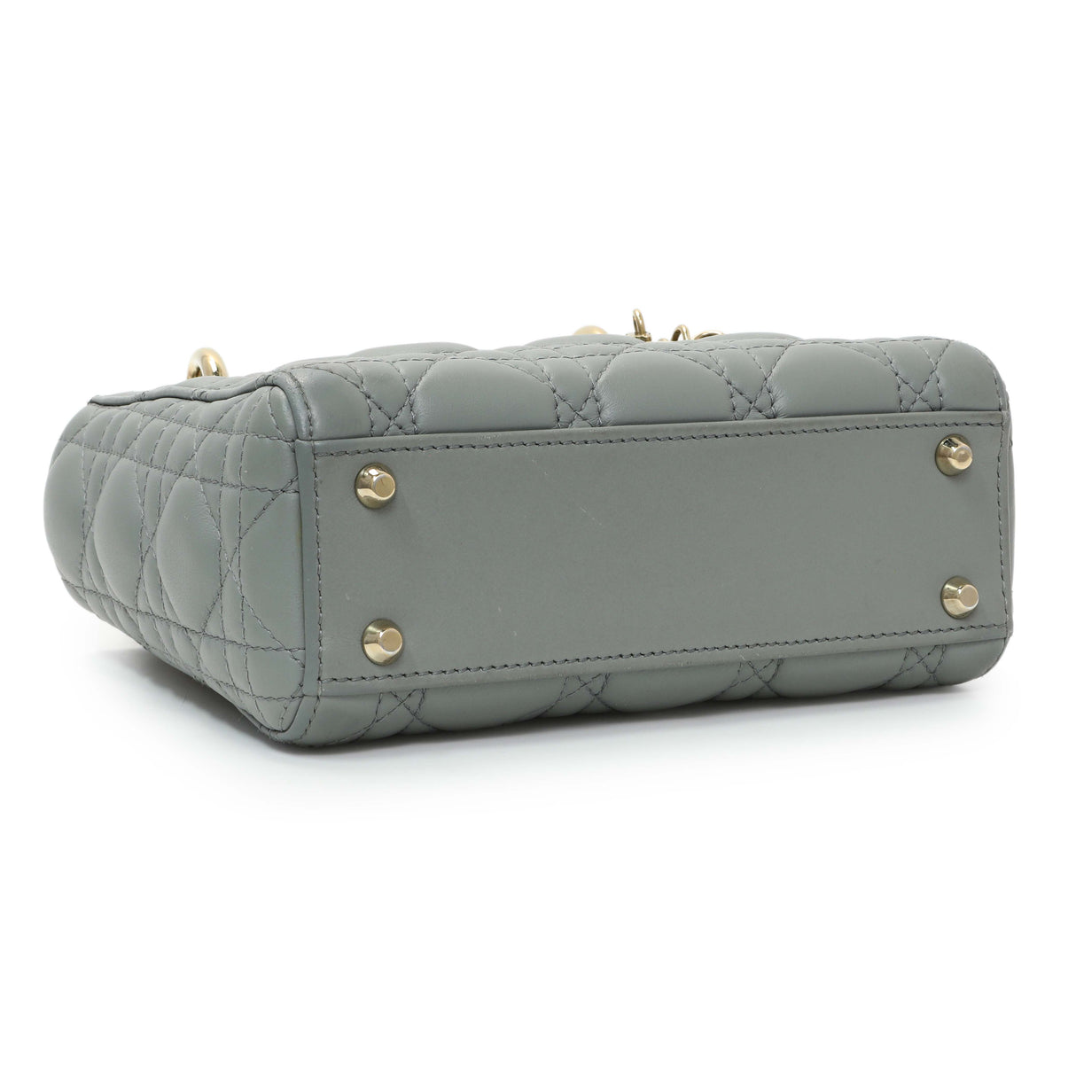 Christian Dior Grey Lambskin Cannage Mini Lady Dior