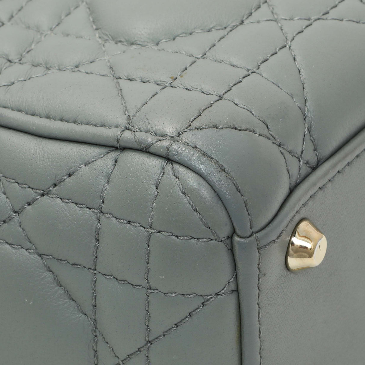 Christian Dior Grey Lambskin Cannage Mini Lady Dior