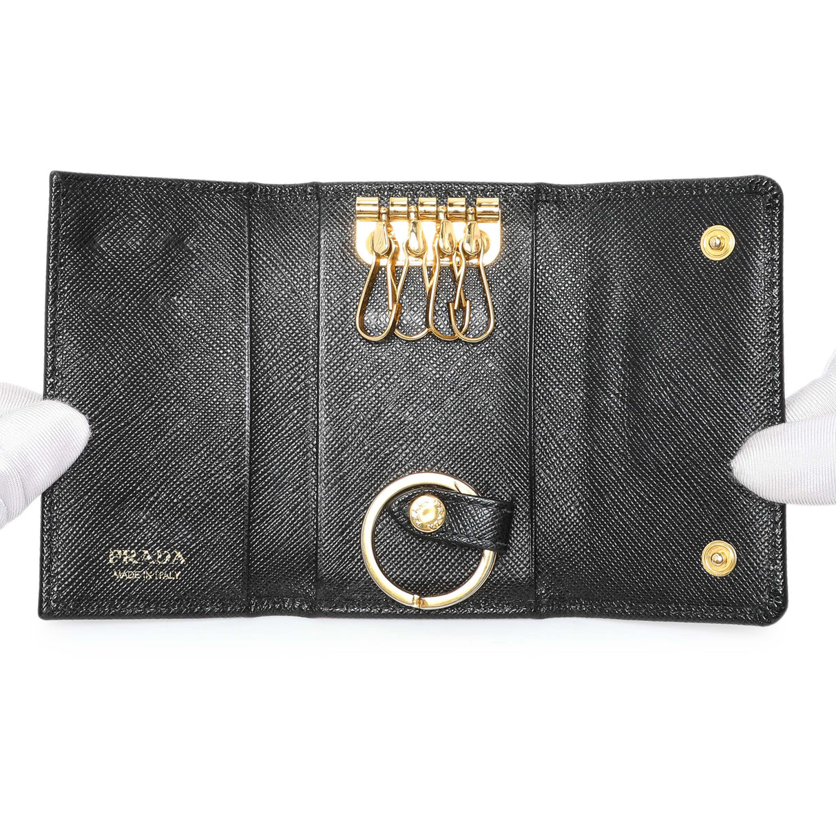 Prada Black Saffiano Key Holder Accessories Prada