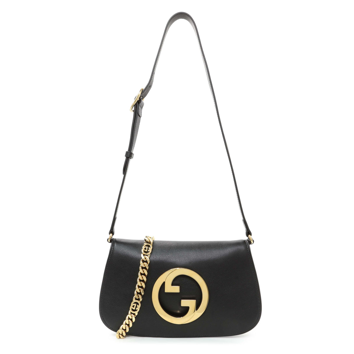 Gucci Black Roxy Calfskin Blondie Chain Shoulder Flap Bag Handbags Gucci