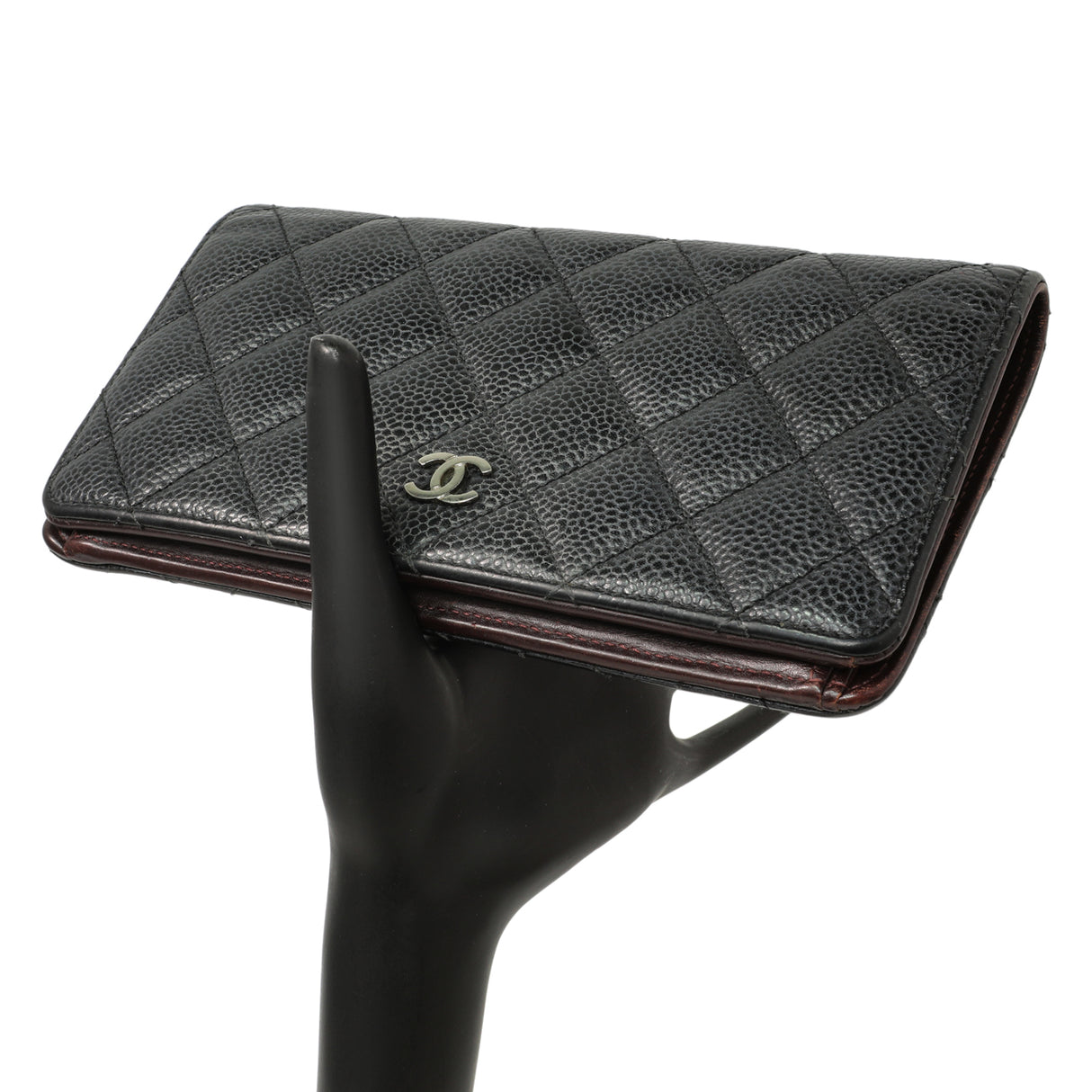 Chanel Black Quilted Caviar Yen Wallet Accessories Chanel