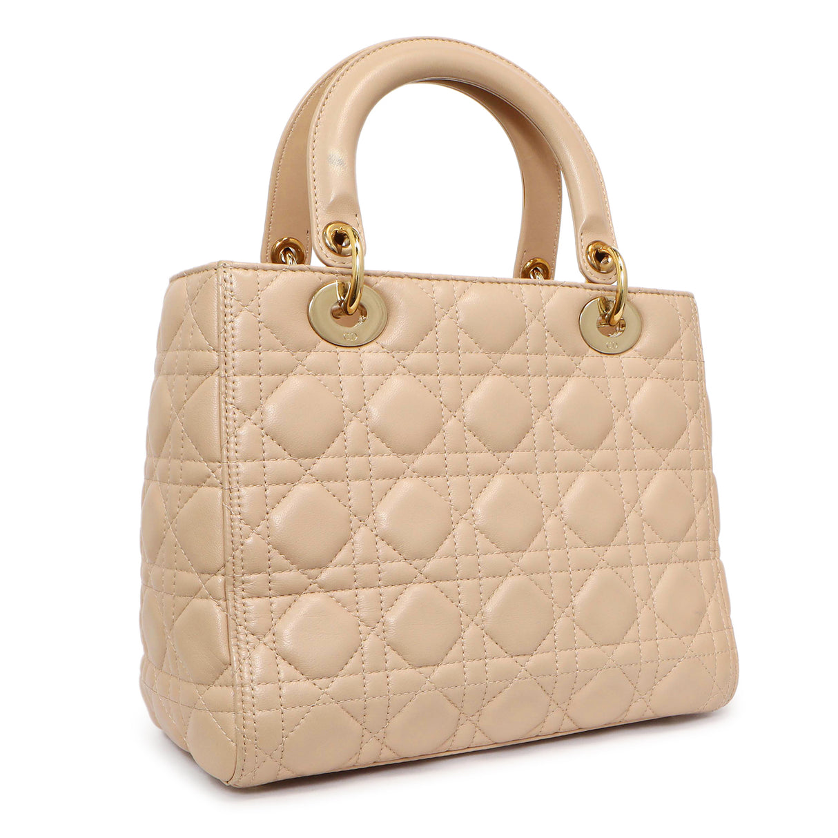 Christian Dior Nude Lambskin Cannage Medium Lady Dior Handbags Christian Dior