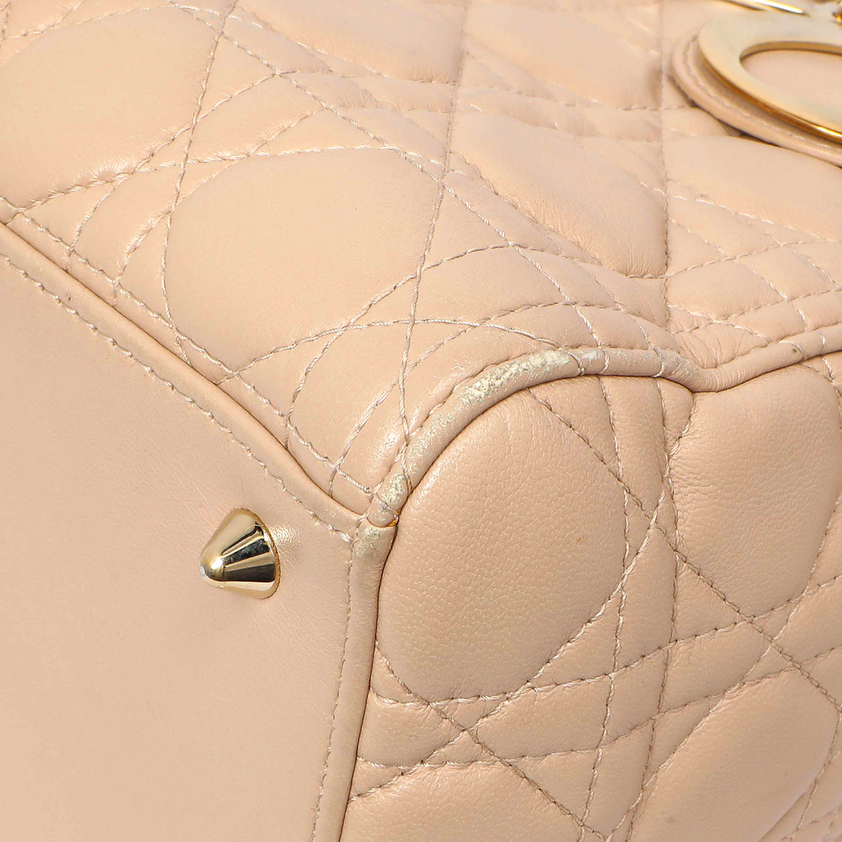 Christian Dior Nude Lambskin Cannage Medium Lady Dior Handbags Christian Dior