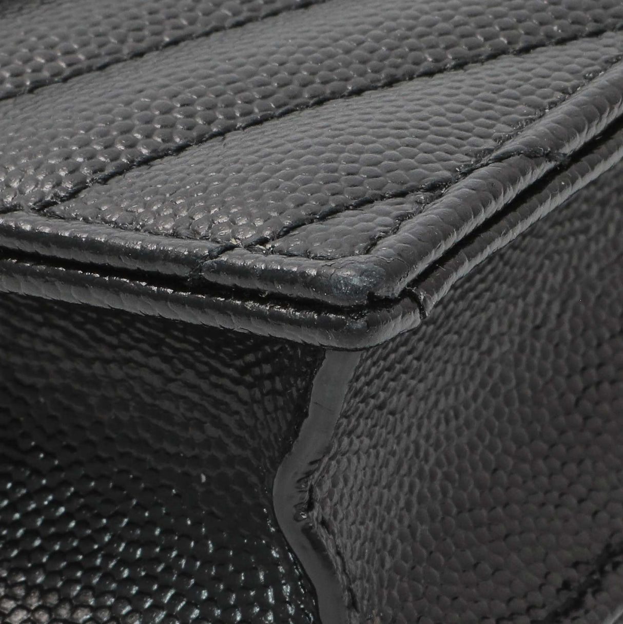 Saint Laurent Black Grain De Poudre Matelasse Chevron Monogram Envelope Chain Wallet