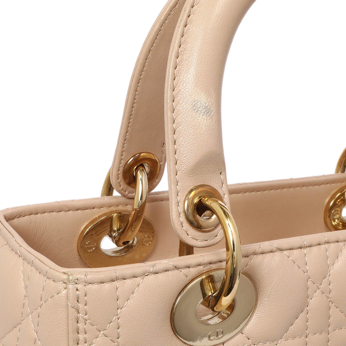 Christian Dior Nude Lambskin Cannage Medium Lady Dior Handbags Christian Dior