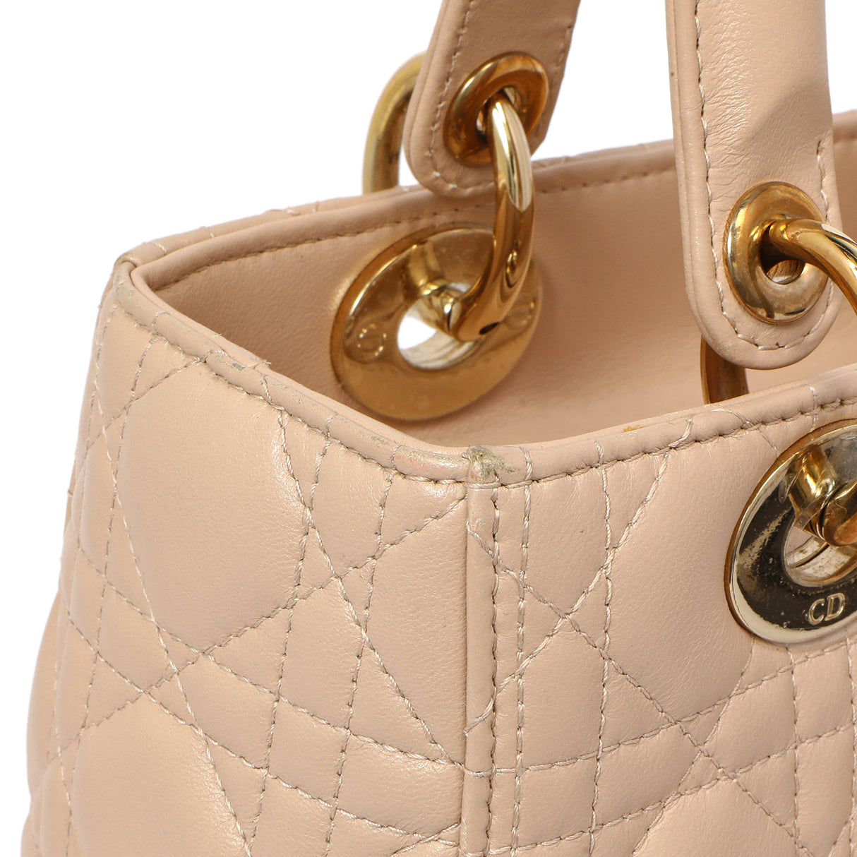 Christian Dior Nude Lambskin Cannage Medium Lady Dior Handbags Christian Dior