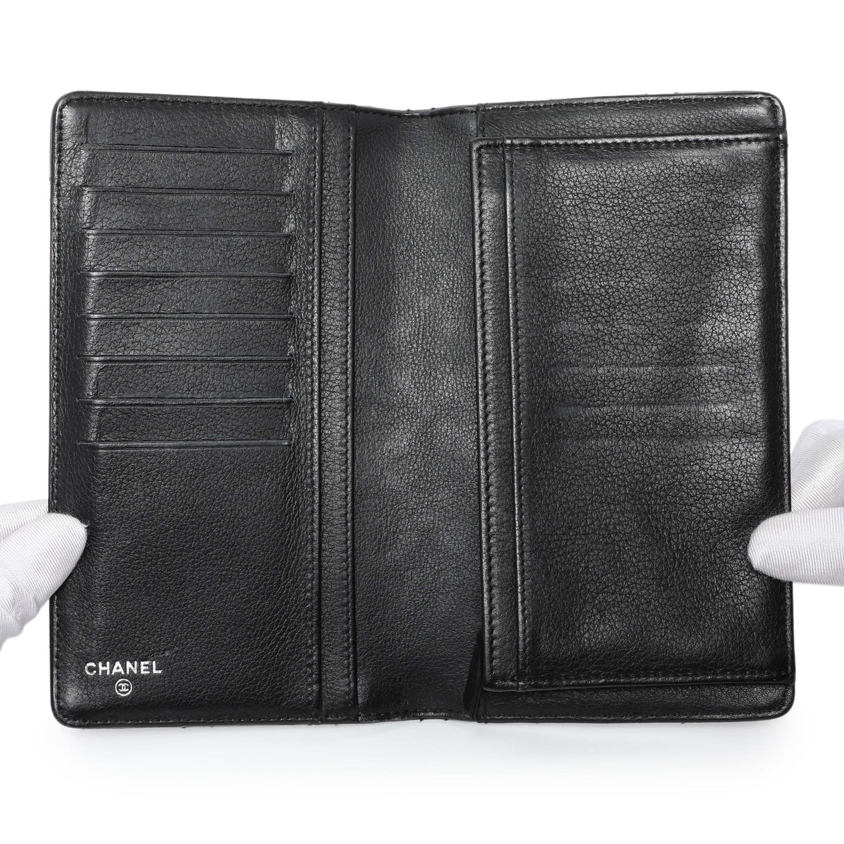 Chanel Black Calfskin Wild Stitch Wallet Accessories Chanel