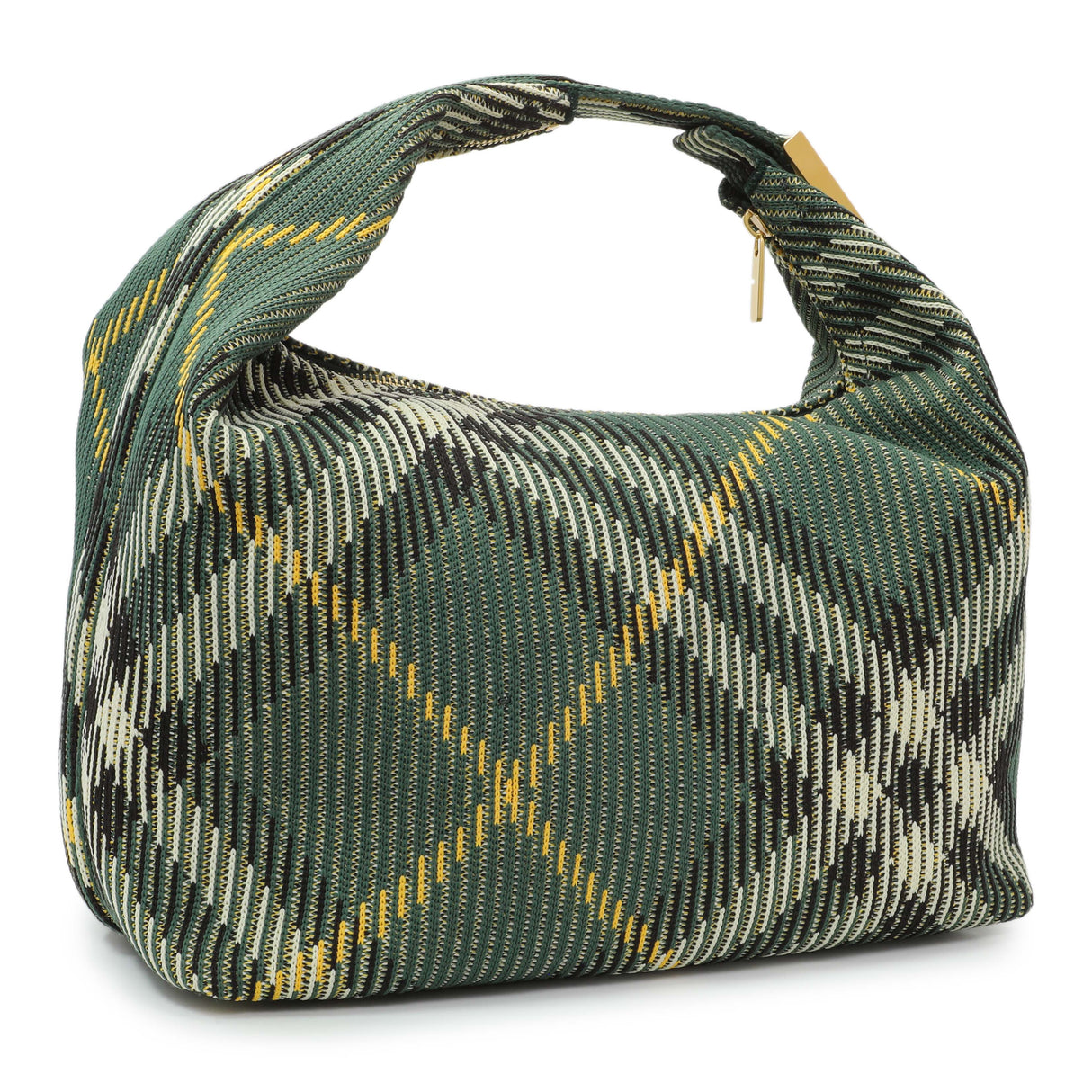 -6 items Thur Aug 20 ⬆️-Burberry Green Canvas Knitted Check Peg Medium Duffle Bag Handbags Burberry