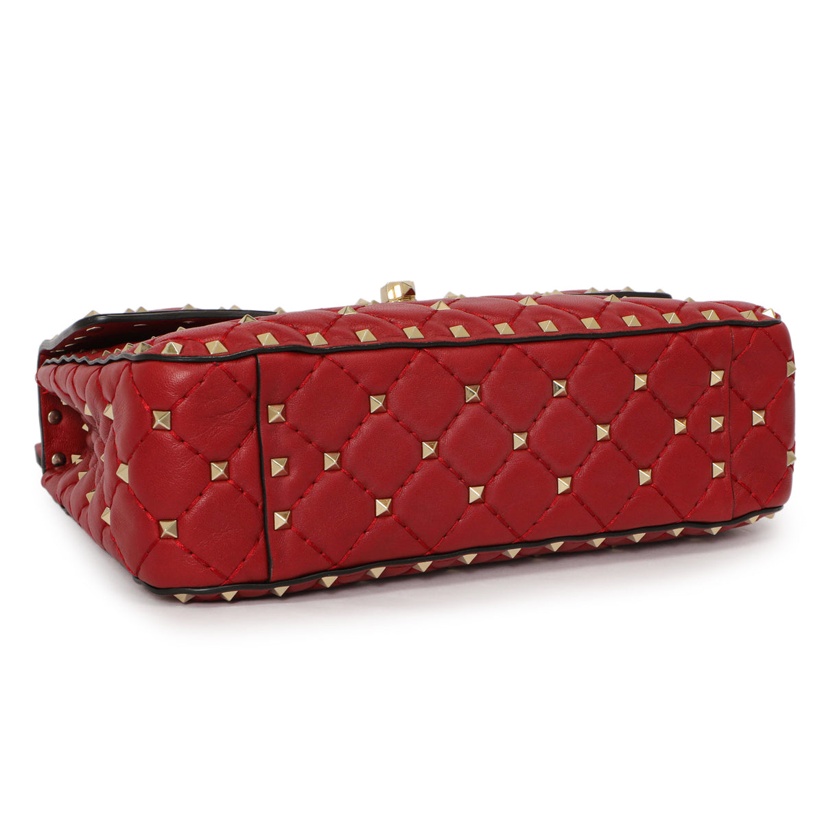 Valentino Red Lambskin Medium Rockstud Spike Shoulder Bag Handbags Valentino