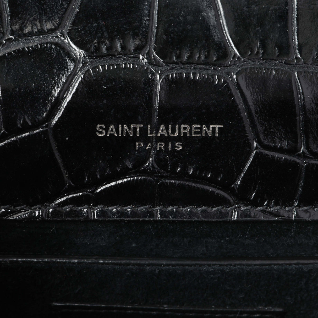Saint Laurent Calfskin Crocodile Embossed Small Classic Monogram Kate Satchel Handbags Saint Laurent