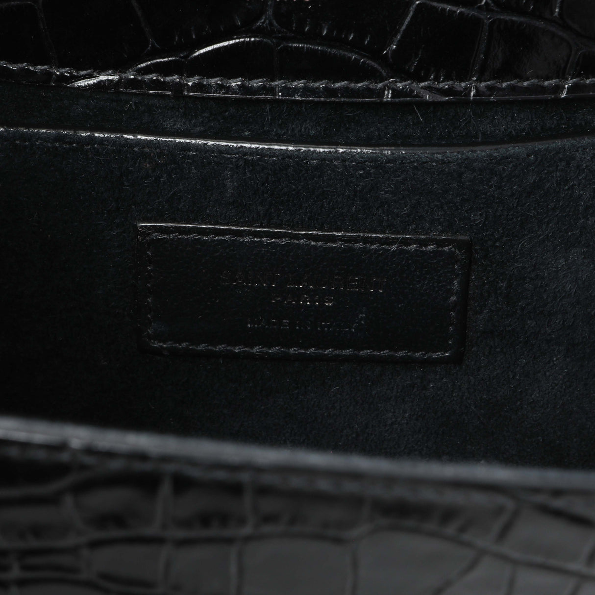 Saint Laurent Calfskin Crocodile Embossed Small Classic Monogram Kate Satchel Handbags Saint Laurent