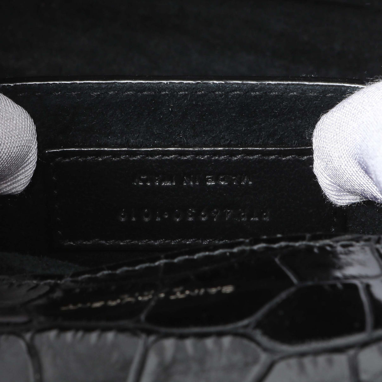 Saint Laurent Calfskin Crocodile Embossed Small Classic Monogram Kate Satchel Handbags Saint Laurent