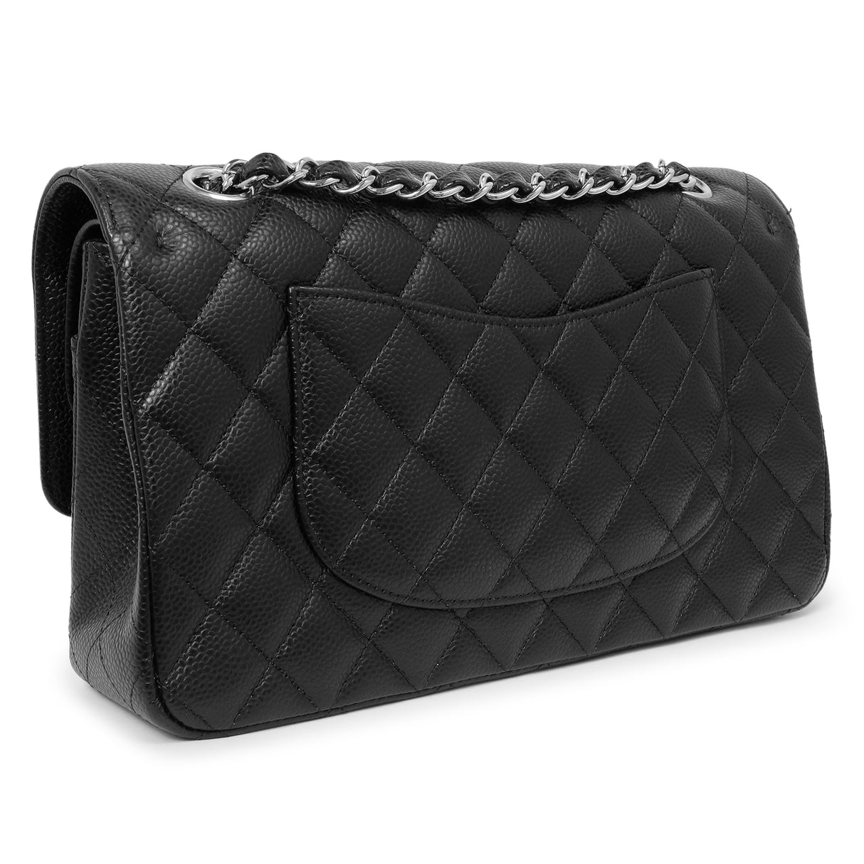 Chanel Black Quilted Caviar Medium Classic Double Flap Handbags Chanel