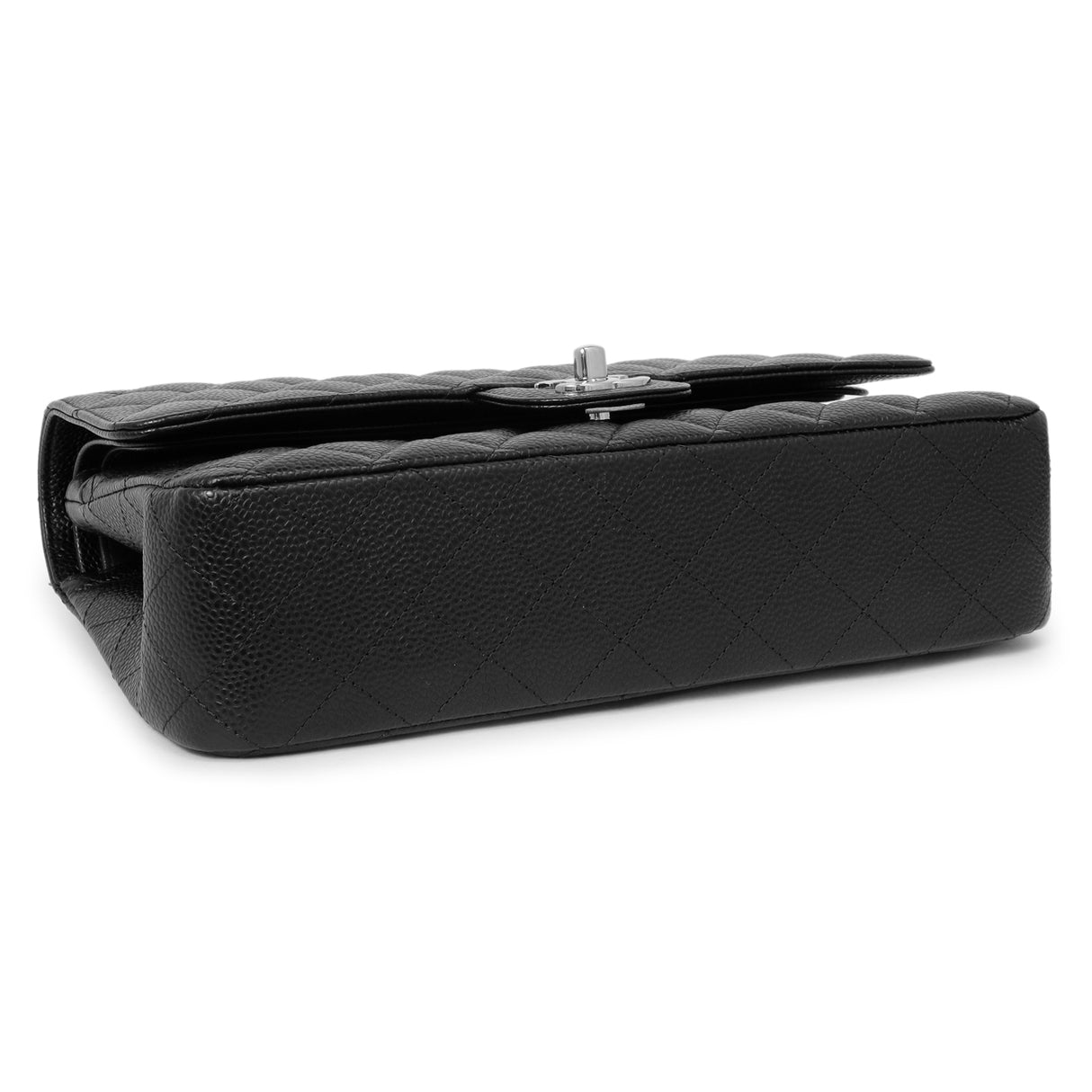 Chanel Black Quilted Caviar Medium Classic Double Flap Handbags Chanel