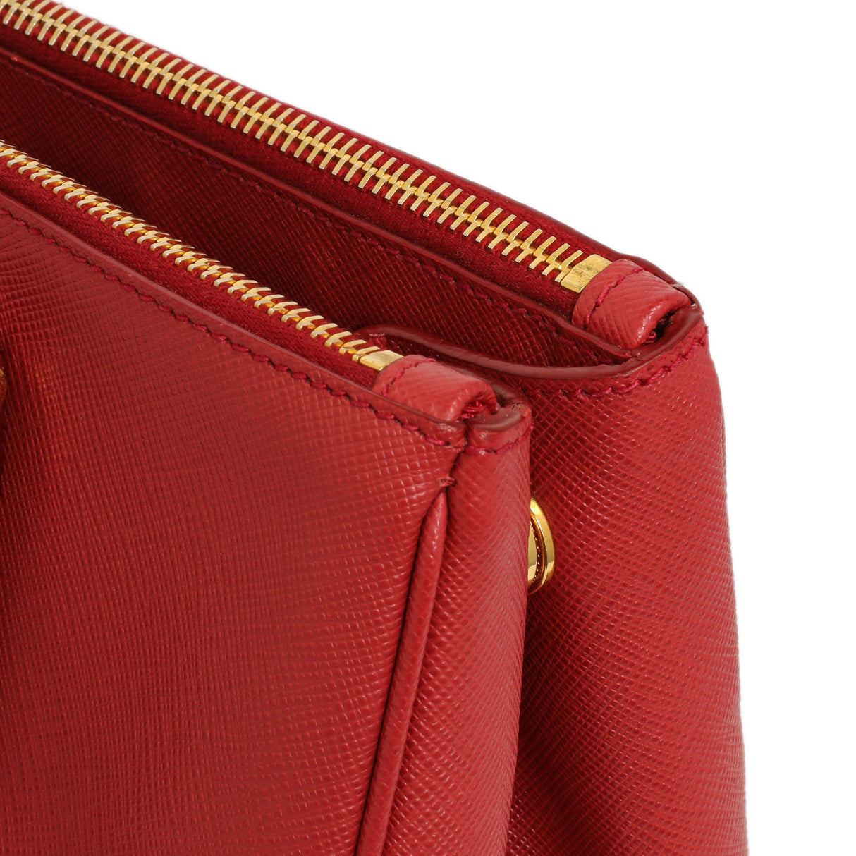 Prada Red Saffiano Small Galleria Double Zip Tote Handbags Prada