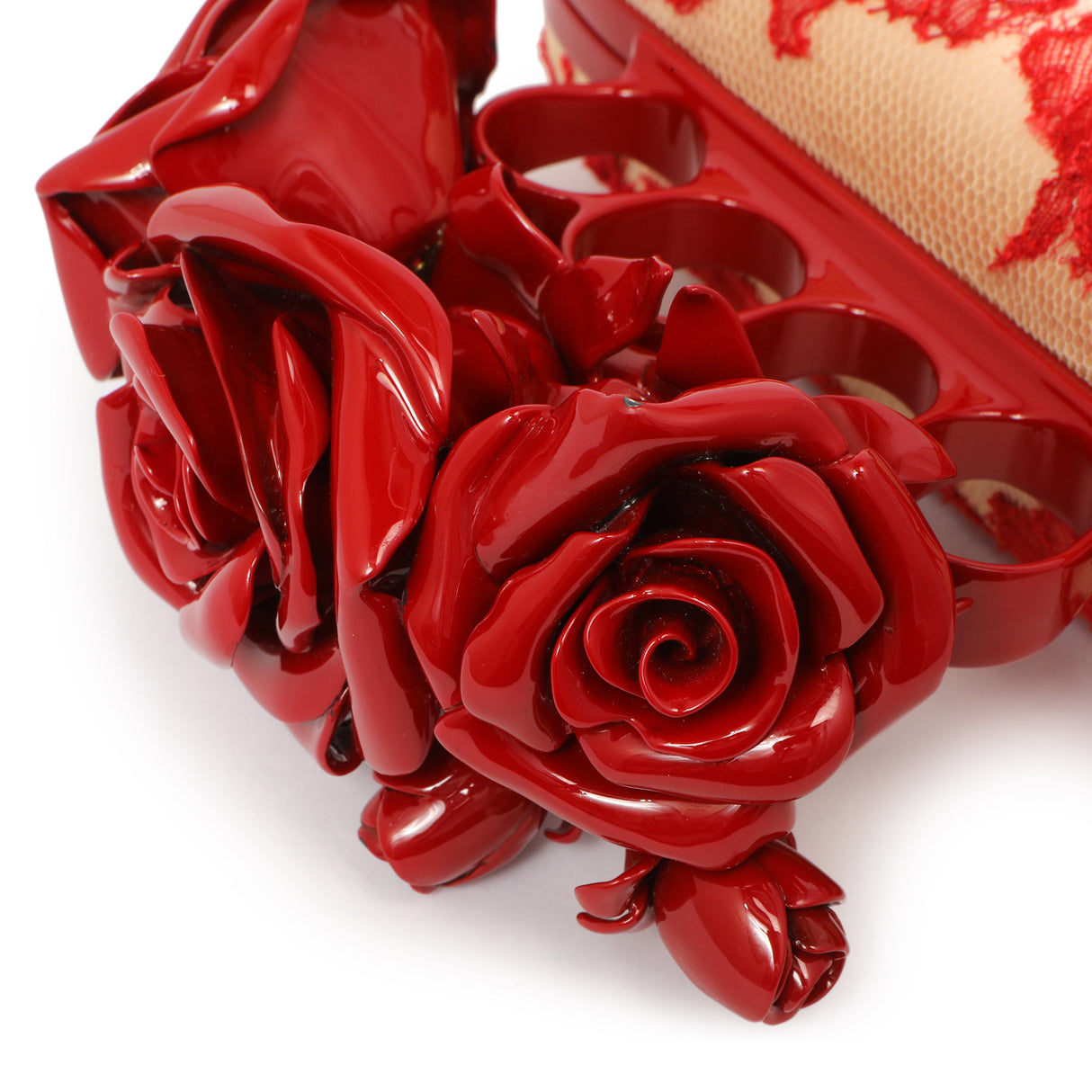 Alexander McQueen Lace Rose Knuckle Clutch Handbags Alexander McQueen