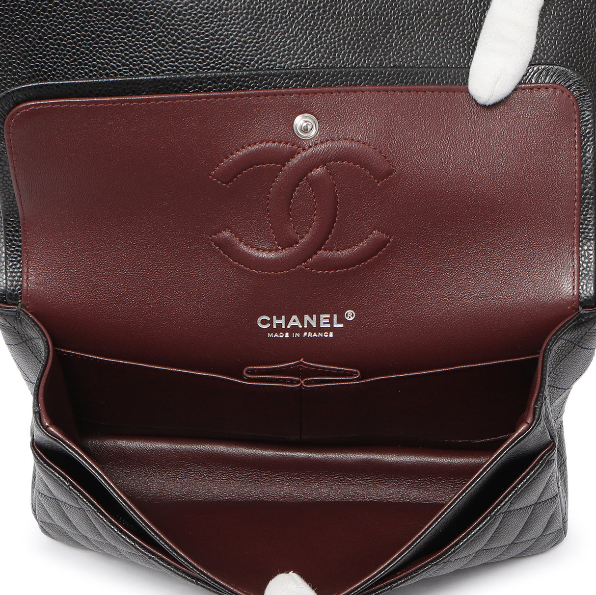 Chanel Black Quilted Caviar Medium Classic Double Flap Handbags Chanel