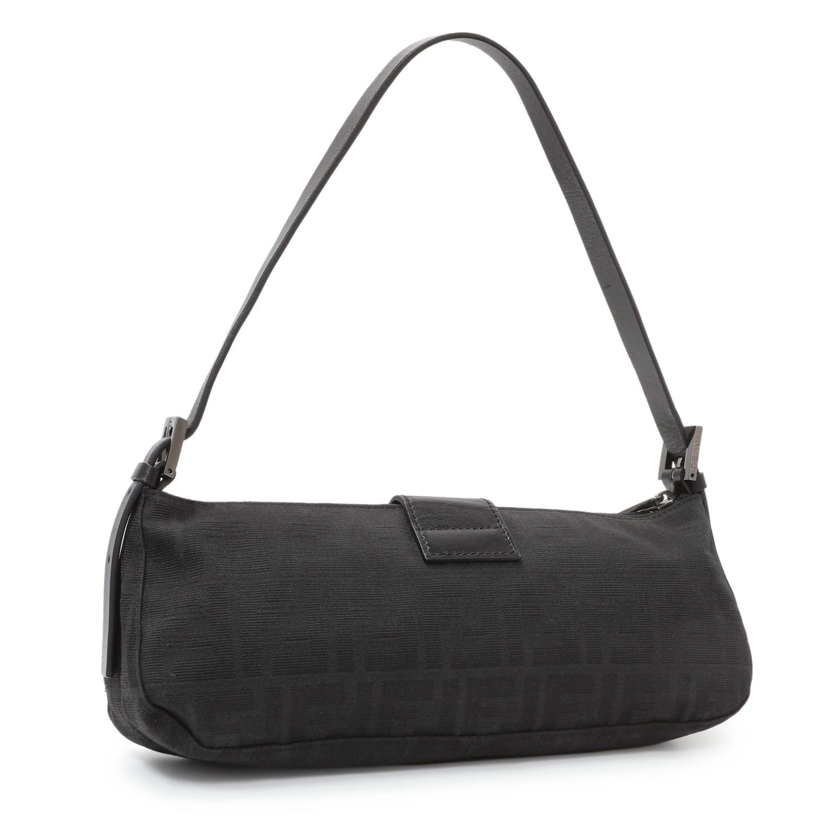 Fendi Black Zucchino Canvas Bagette Shoulder